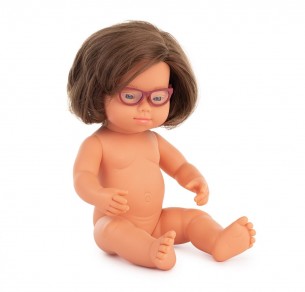 Κούκλα ξεχωριστό κοριτσάκι με γυαλιά 38 εκ.