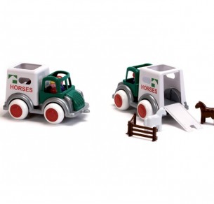 Μεταφορέας αλόγων με 1 φιγούρα και 2 άλογα 25 εκ.