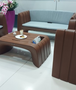 Πολυεστερικά Έπιπλα Καθιστικού για Εξωτερικού Χώρου με Μαξιλάρια