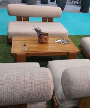 Ξύλινο Καθιστικό Εξωτερικού Χώρου Σετ με Καρέκλες, Καναπεδάκι και Μαξιλάρια Ξύλινο Καθιστικό Εξωτερικού Χώρου Σετ με Καρέκλες, Καναπεδάκι και Μαξιλάρια