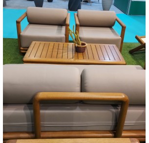 Ξύλινο Καθιστικό Εξωτερικού Χώρου Σετ με Καρέκλες, Καναπεδάκι και Μαξιλάρια 